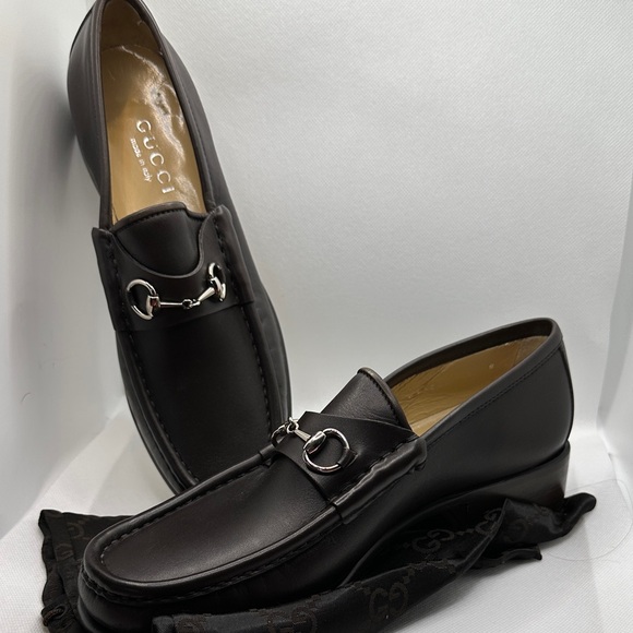 Gucci Women's Dark Brown Leather Loafers - Picture 1 of 3